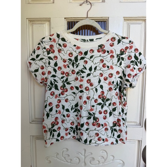 Maeve Anthropologie T Shirt Tomato Plant Print Casual Short Sleeve Top Size XXS - Picture 1 of 6